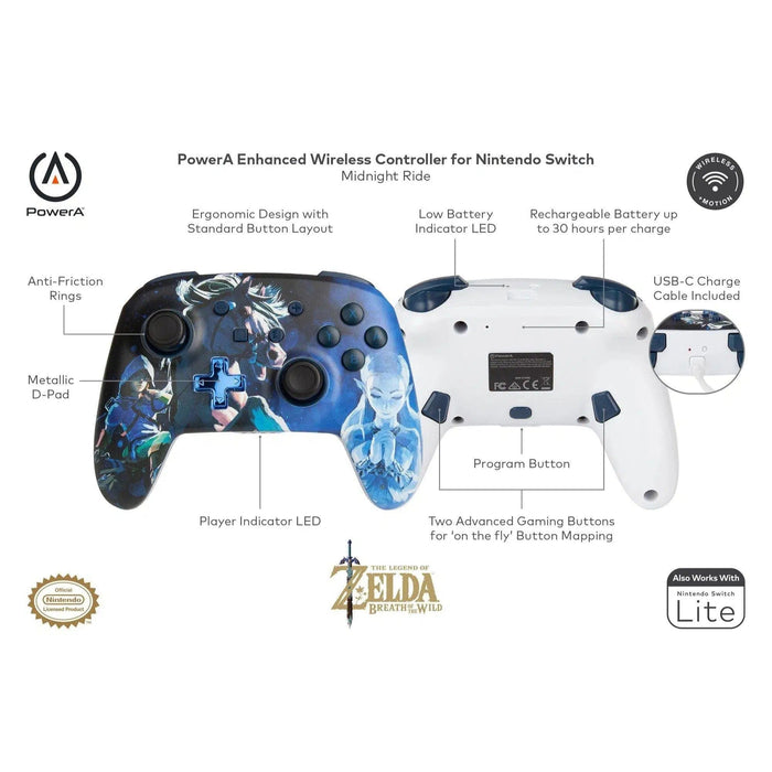 Nintendo Switch Wireless Controller (Midnight Ride Version) - PowerA - Enhanced Edition