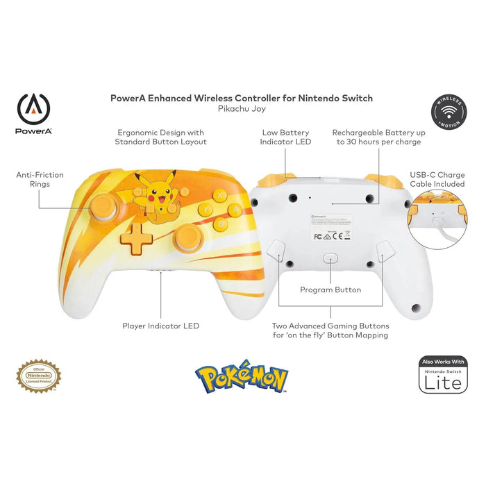 Nintendo Switch Wireless Controller (Pikachu Joy Version) - PowerA - Enhanced Edition