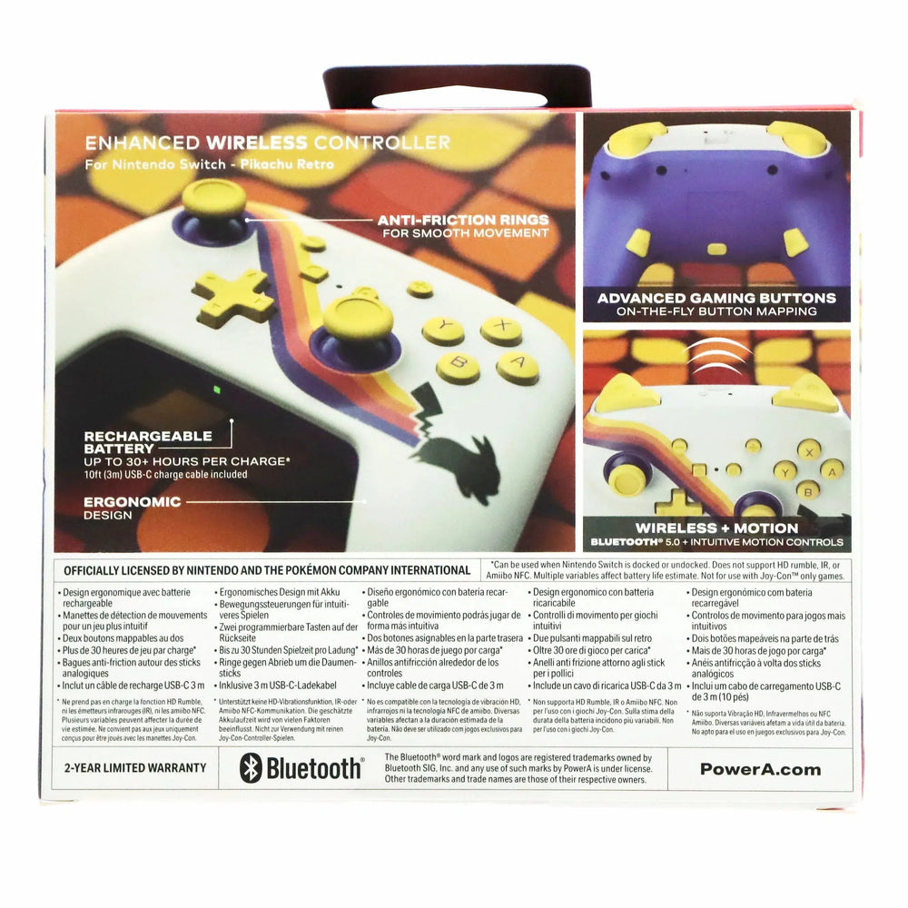 Nintendo Switch Wireless Controller (Retro Pikachu Version) - PowerA - Enhanced Edition