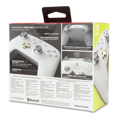 Nintendo Switch Wireless Controller (White) - PowerA - Enhanced Edition