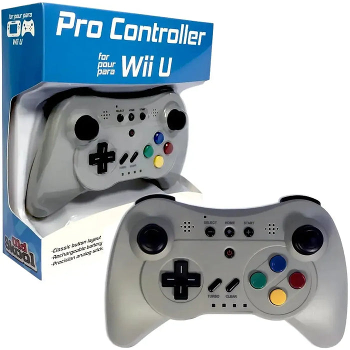 Nintendo Wii U - Gray Wireless Controller (Rechargeable, Precision Analog Sticks) - Old Skool