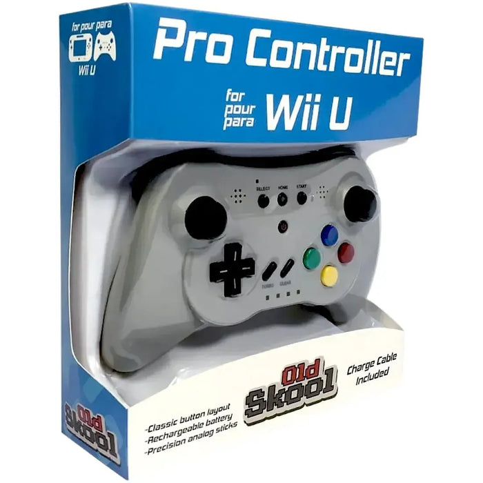 Nintendo Wii U - Gray Wireless Controller (Rechargeable, Precision Analog Sticks) - Old Skool