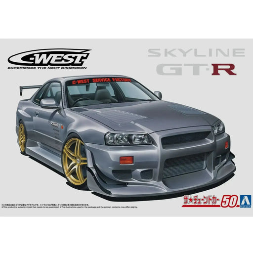 Nissan - C-West BNR34 Skyline GT-R Car Figure Model Kit (1:24 Scale) - Aoshima - The Model Car Series No. 50