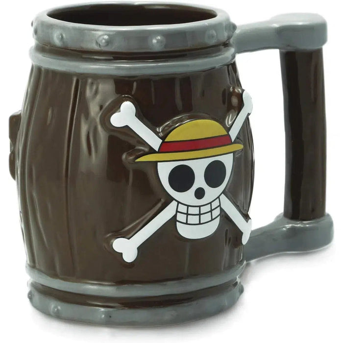 One Piece Straw Hat Jolly Roger Barrel 3D Ceramic Mug (12 oz