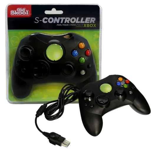 Original Xbox - S-Type Black Wired Controller (6' Cable) - Old Skool