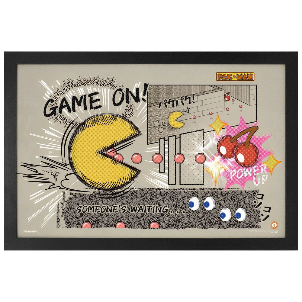 Pac-Man - "Game On! Someone's Waiting..." Framed Poster (Gel Coat, 18.25"x12.25") - Pyramid America