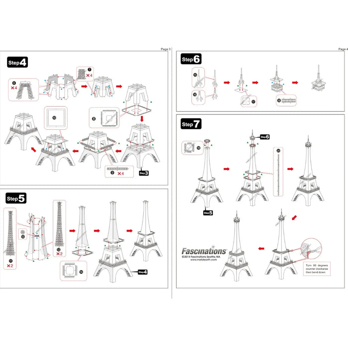 Paris - Eiffel Tower Building 3D Figure Model Kit (Steel, Moderate Difficulty) - Fascinations - Metal Earth Premium Series - (2024)