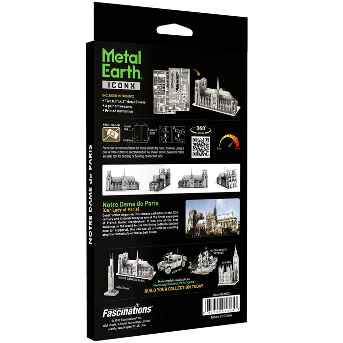 Paris - Notre Dame de Paris Cathedral Building Figure 3D Model Kit (Steel, Hard Difficulty) - Fascinations - Metal Earth Premium Series - (2024)