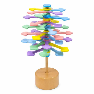 Pastel Colors Lollipop Fidget Spinner Toy - Wonderland Workshop - (Colorful Wooden Spinning Activity Toy with Stand, Hands-On Twist, Spin & Sensory Display Fidget for Kids and Desk Play)