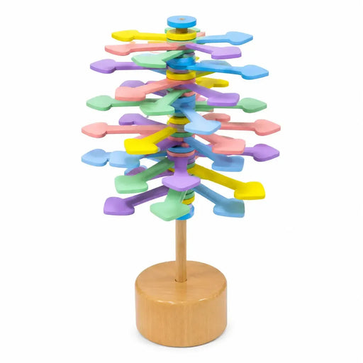 Pastel Colors Lollipop Fidget Spinner Toy - Wonderland Workshop - (Colorful Wooden Spinning Activity Toy with Stand, Hands-On Twist, Spin & Sensory Display Fidget for Kids and Desk Play)