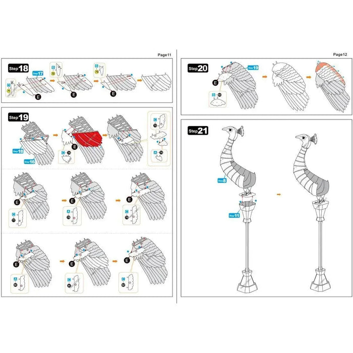 Peacock Figure Model Kit (Steel, Moderate Difficulty) - Fascinations - Metal Earth Premium Series