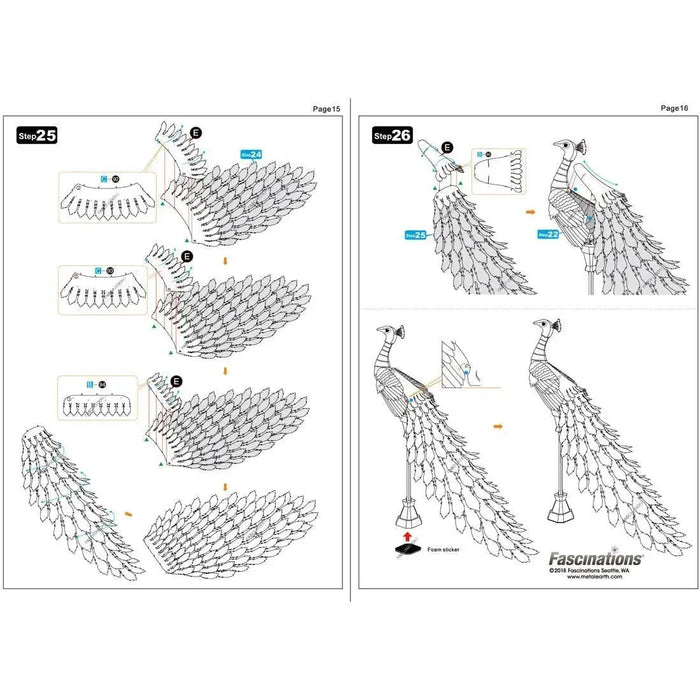 Peacock Figure Model Kit (Steel, Moderate Difficulty) - Fascinations - Metal Earth Premium Series