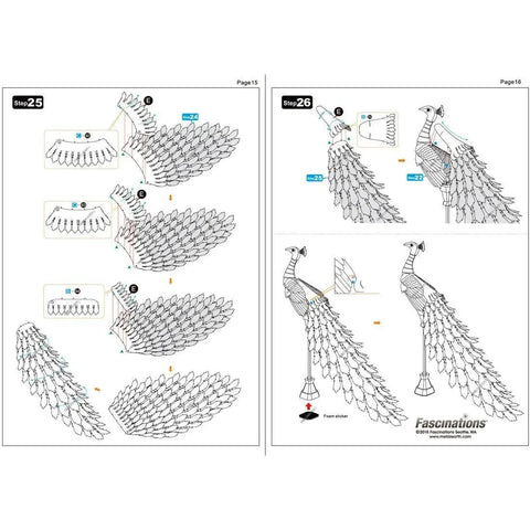 Peacock Figure Model Kit (Steel, Moderate Difficulty) - Fascinations - Metal Earth Premium Series