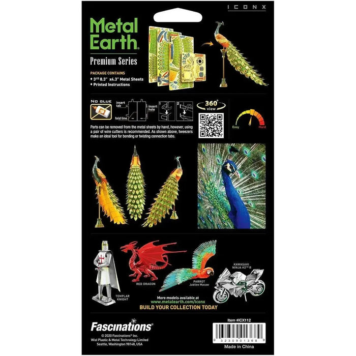 Peacock Figure Model Kit (Steel, Moderate Difficulty) - Fascinations - Metal Earth Premium Series
