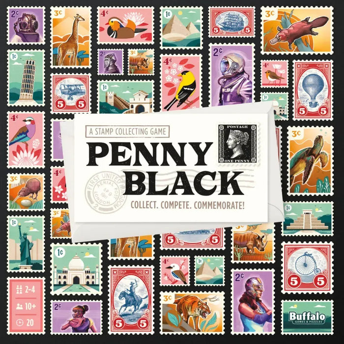 Penny Black - Stamp Collecting Board Game for Family, and Adults (2-4 Players, Age 10+) - Buffalo Games