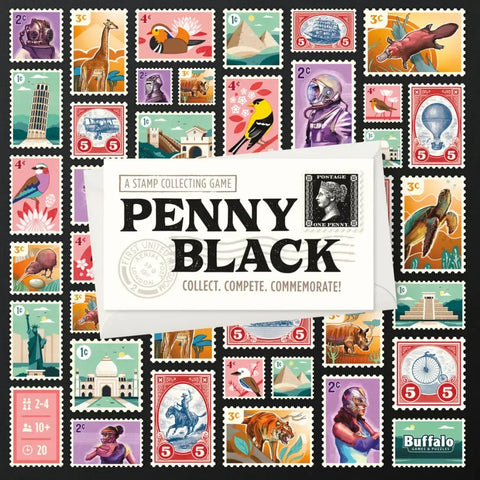 Penny Black - Stamp Collecting Board Game for Family, and Adults (2-4 Players, Age 10+) - Buffalo Games