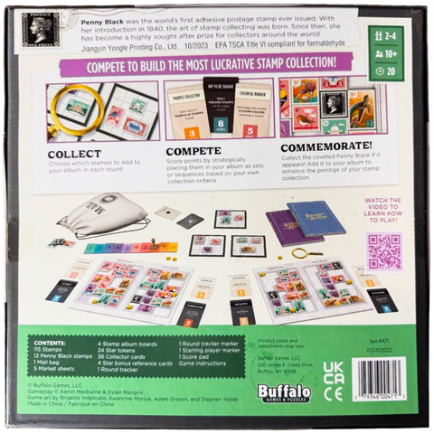 Penny Black - Stamp Collecting Board Game for Family, and Adults (2-4 Players, Age 10+) - Buffalo Games