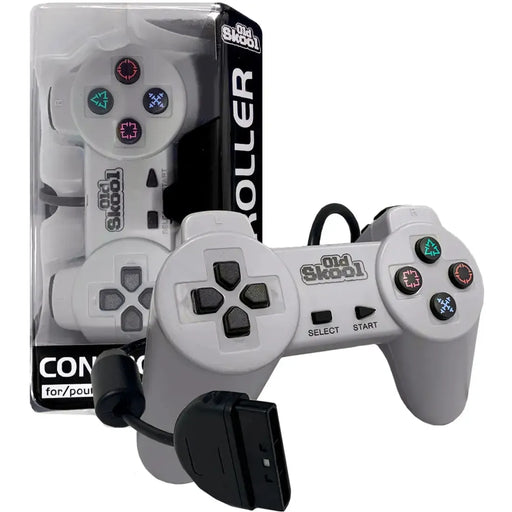 PlayStation 1 - Gray Wired Controller - Old Skool