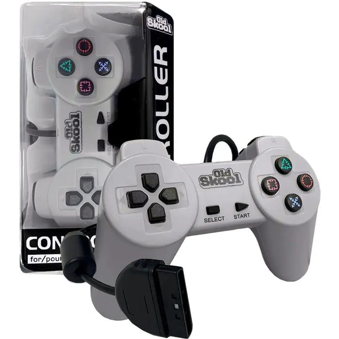 PlayStation 1 - Gray Wired Controller - Old Skool