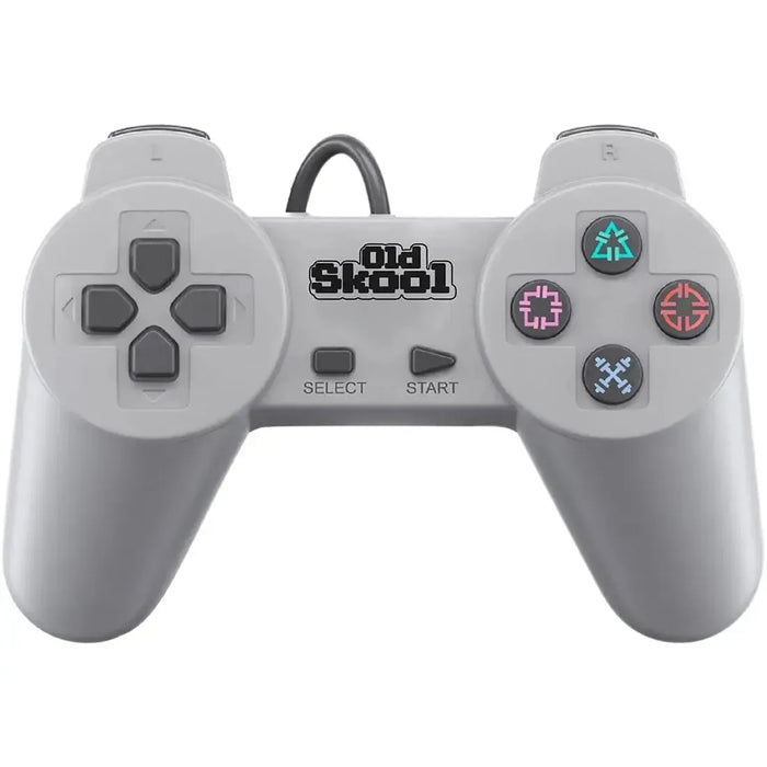 PlayStation 1 - Gray Wired Controller - Old Skool