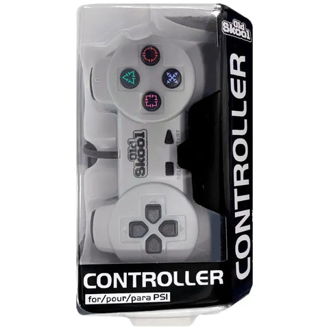 PlayStation 1 - Gray Wired Controller - Old Skool