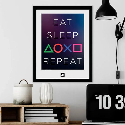 PlayStation - Eat Sleep Play Repeat Framed Print (12