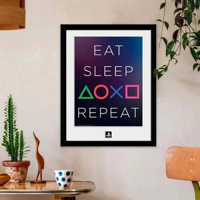 PlayStation - Eat Sleep Play Repeat Framed Print (12"x16") - ABYstyle