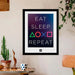 PlayStation - Eat Sleep Play Repeat Framed Print (12"x16") - ABYstyle