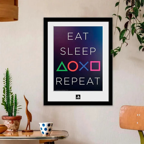 PlayStation - Eat Sleep Play Repeat Framed Print (12