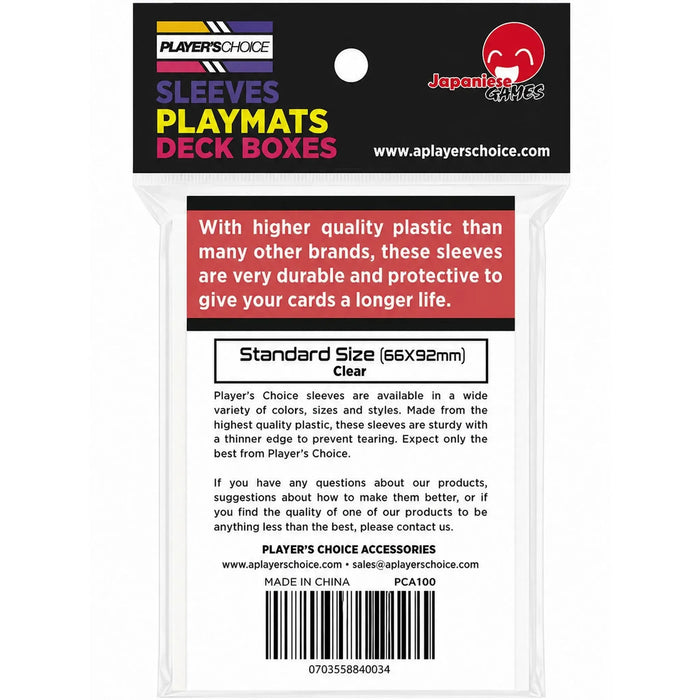 Player's Choice Standard Clear Card Sleeves (60-Pack) - Japanime Games