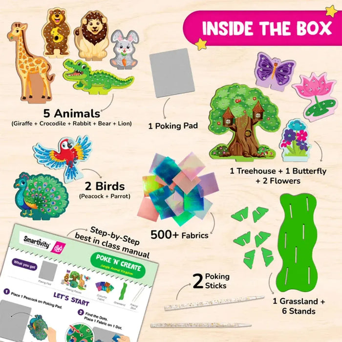Poke N Create: Jungle Animal Kingdom - Mess Free DIY Activity Craft Kit - Smartivity