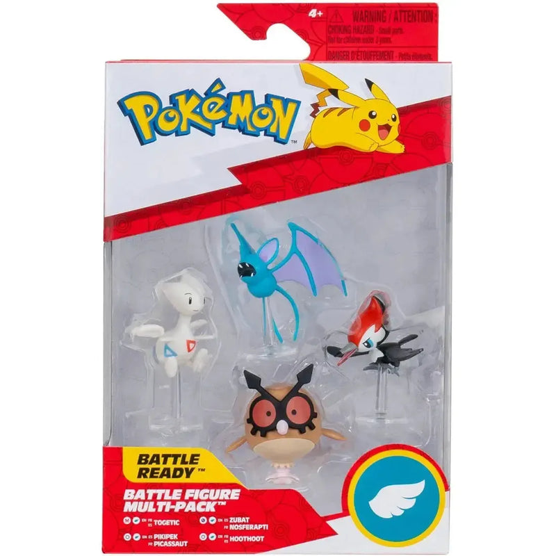 Pokémon - Flying-type Battle Pack Figure Set (Togetic, Pikipek, Zubat & Hoothoot) - Jazwares - Battle Ready Series