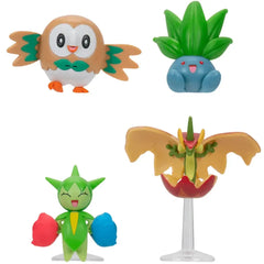 Pokémon - Grass-type Battle Pack Figure Set (Rowlet, Oddish, Roselia & Flapple) - Jazwares - Battle Ready Series