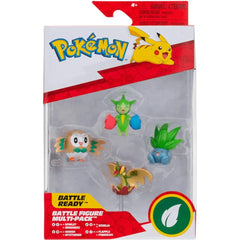 Pokémon - Grass-type Battle Pack Figure Set (Rowlet, Oddish, Roselia & Flapple) - Jazwares - Battle Ready Series