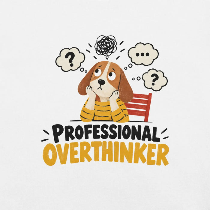 Professional Overthinker T-Shirt - Funny Anxious Dog Graphic Tee