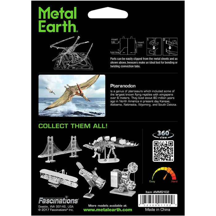 Pteranodon Prehistoric Dinosaur Skeleton Figure Model Kit (Steel, Moderate Difficulty) - Fascinations - Metal Earth Series - (2022)