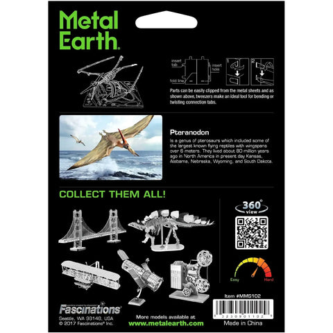 Pteranodon Prehistoric Dinosaur Skeleton Figure Model Kit (Steel, Moderate Difficulty) - Fascinations - Metal Earth Series - (2022) - Image 3