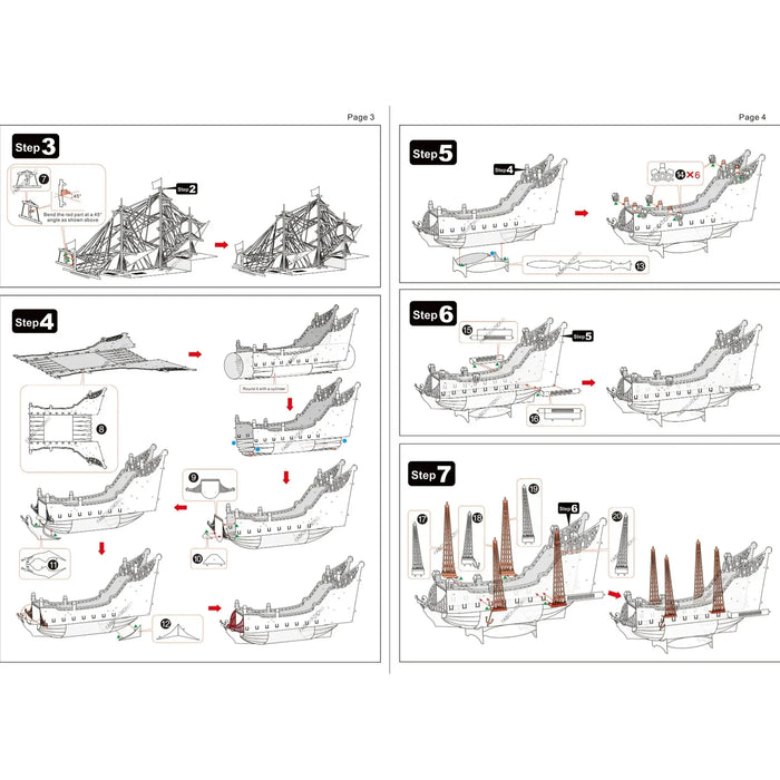 Queen Anne's Revenge Pirate Ship 3D Figure Model Kit (Steel, Moderate Difficulty) - Fascinations - Metal Earth Premium Series - (2023)