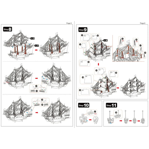 Queen Anne's Revenge Pirate Ship 3D Figure Model Kit (Steel, Moderate Difficulty) - Fascinations - Metal Earth Premium Series - (2023) - Image 11