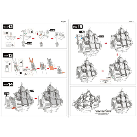 Queen Anne's Revenge Pirate Ship 3D Figure Model Kit (Steel, Moderate Difficulty) - Fascinations - Metal Earth Premium Series - (2023) - Image 12