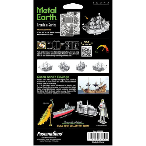 Queen Anne's Revenge Pirate Ship 3D Figure Model Kit (Steel, Moderate Difficulty) - Fascinations - Metal Earth Premium Series - (2023) - Image 3