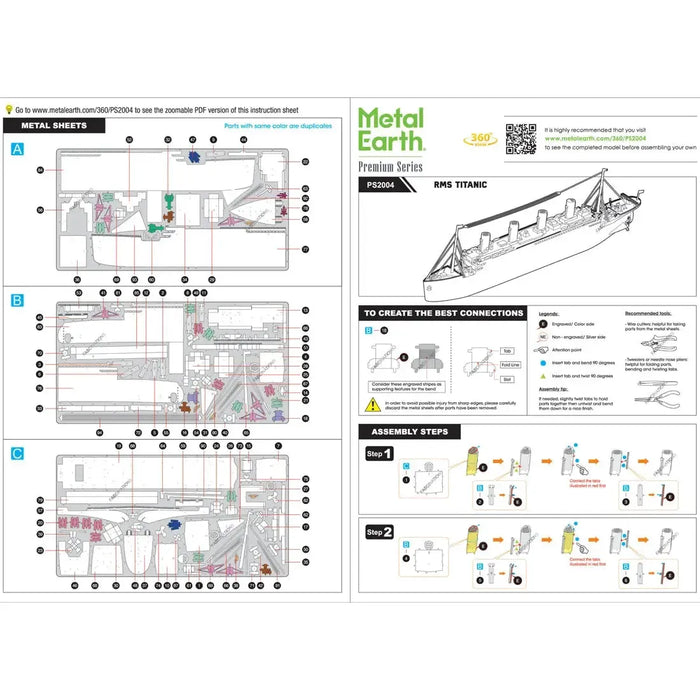RMS Titanic Ship Figure Model Kit (1:928 Scale, Steel, Moderate Difficulty) - Fascinations - Metal Earth Premium Series