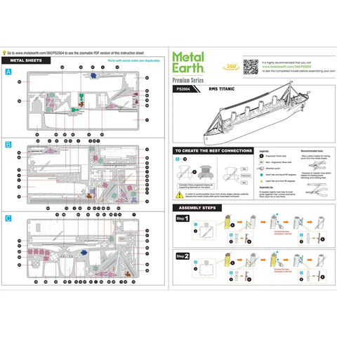 RMS Titanic Ship Figure Model Kit (1:928 Scale, Steel, Moderate Difficulty) - Fascinations - Metal Earth Premium Series