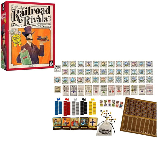 Railroad Rivals - Tile Placement Civilization Board Game for Family and Adults (1-5 Players, Age 8+) - University Games