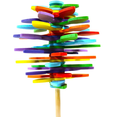 Rainbow Leaf Lollipop Fidget Spinner Toy - Wonderland Workshop - (Colorful Wooden Spinning Activity Toy with Stand, Hands-On Twist, Spin & Sensory Display Fidget for Kids and Desk Play)