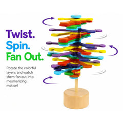 Rainbow Lollipop Fidget Spinner Toy - Wonderland Workshop - (Colorful Wooden Spinning Activity Toy with Stand, Hands-On Twist, Spin & Display Fidget for Kids and Desk Play)