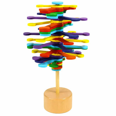 Rainbow Lollipop Fidget Spinner Toy - Wonderland Workshop - (Colorful Wooden Spinning Activity Toy with Stand, Hands-On Twist, Spin & Display Fidget for Kids and Desk Play)