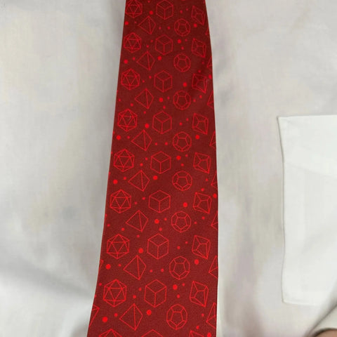 Red Dice Pattern Premium Necktie (Handmade, 100% Silk) - Adventurer's Forge