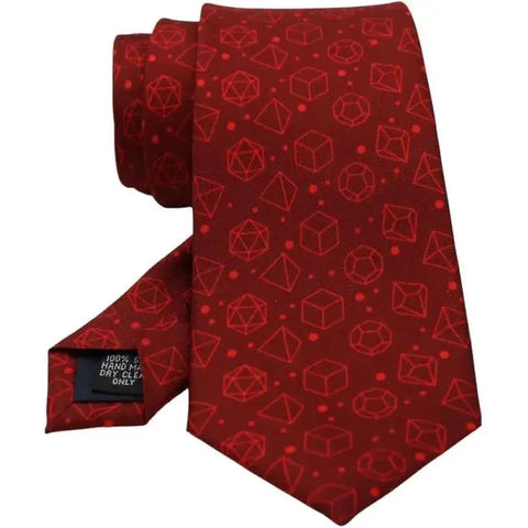 Red Dice Pattern Premium Necktie (Handmade, 100% Silk) - Adventurer's Forge