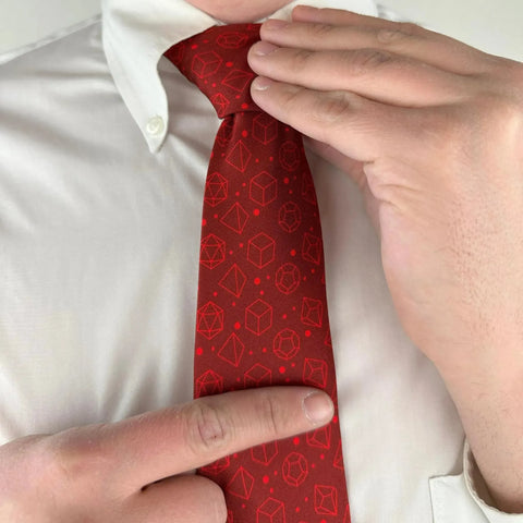 Red Dice Pattern Premium Necktie (Handmade, 100% Silk) - Adventurer's Forge